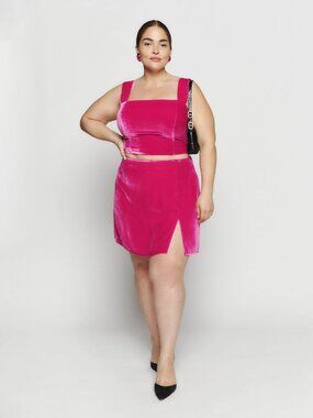 Reformation Giulia Velvet Top & Cleo Velvet Skirt Es Flambe - Size 20